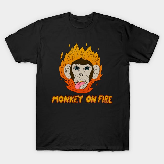 Monkey on fire T-Shirt by HanDraw